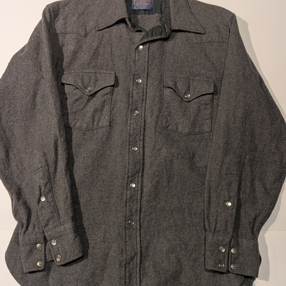 Vintage Pendleton Wool Western Snap Shirt Gray Womens‎ Large USA